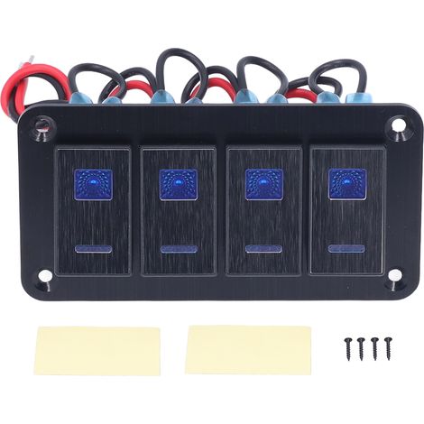 Panneau d'interrupteurs basculants 4 voies étanche avec rétroéclairage LED - Parfait pour bateaux à moteur [12-24V CC] (1/5)