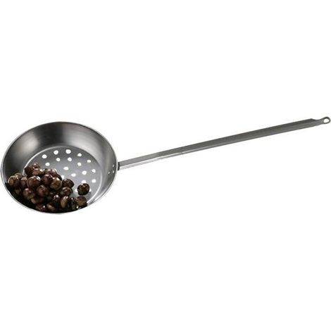 Poêle à châtaigne GARCIMA acier poli Ø 28 cm fond perforé poignée 70 cm (1/4)