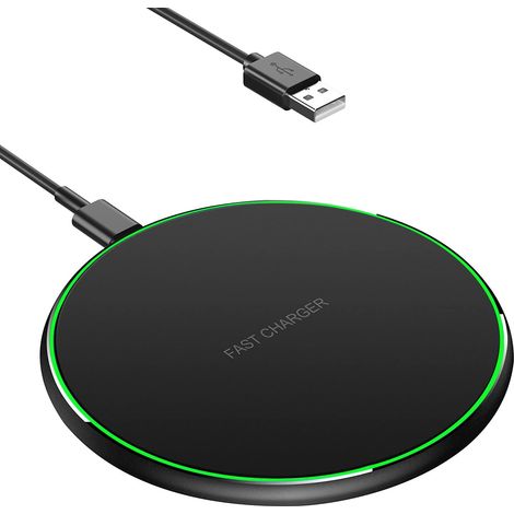 Caricabatterie a ricarica rapida, ZmdecQna, wireless, 15W, nero
