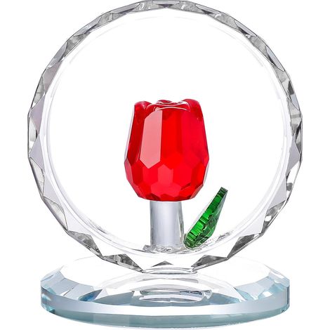 Rose - Verre - Décoration De Table - Pour Fête Ou Cadeau - 7 x 6 x 6 cm - 1 Pièce (1/5)