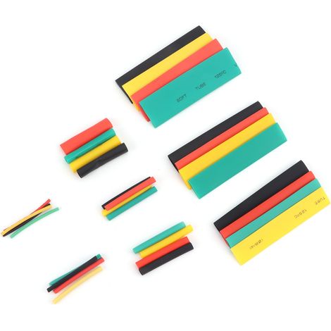 Kit 328 pcs gaine thermorétractable 4 couleurs noir rouge jaune vert, assortiment connecteurs électronique, isolant câble électrique, manchon rétractable multi-tailles. (1/5)