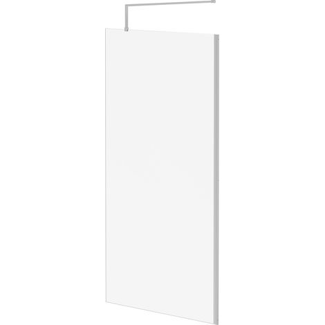 Pacco 8mm Clear Glass Polished Chrome 1850mm x 1000mm Walk In Shower Screen including Wall Channel and Support Bar (1/5)