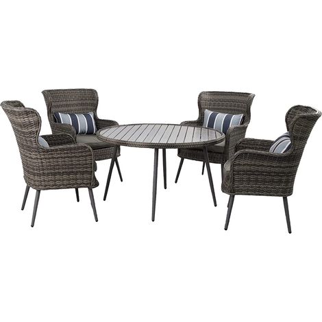 5 PCS Luxury Rattan Dining Set & Table & Chairs Set (1/5)