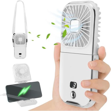 This portable handheld fan features four wind speeds, USB charging, and quiet operation, making it ideal for outdoor travel and the office. (1/5)