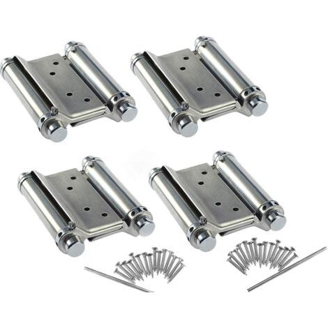 Charnières de porte battante en acier inoxydable, 2 paires,3 pouces pour comptoir de café de salon, Double Action, réglable, fermeture automatique parfaite (1/3)