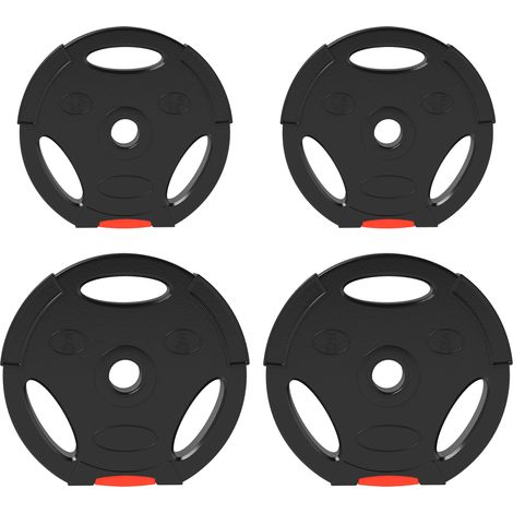 Set de 4 discos de pesas 2 x 2,5 kg y 2 x 5 kg, agujero de 2,5 cm, negro, HOMVRA (1/5)