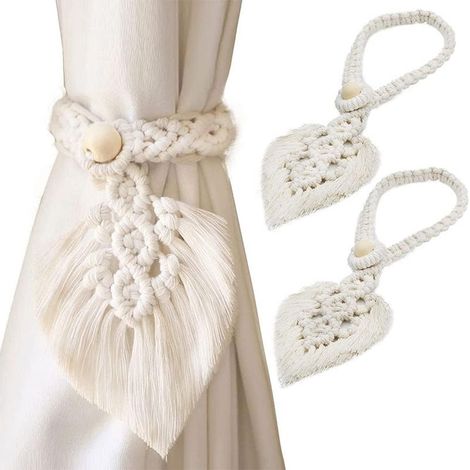 Lot de deux attaches rideaux en forme de feuille avec cordon pour décorer les voilages accessoire pour salon et chambre design naturel et élégant (1/5)
