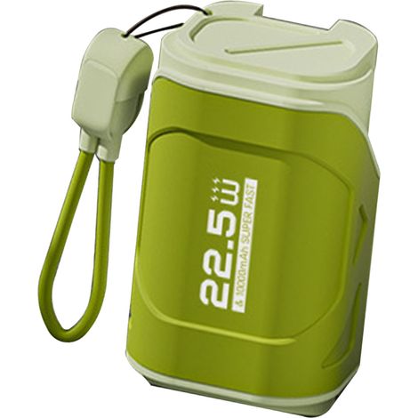 Powerbank - 10000mAh Tragbares Ladegerät mit Netzstecker und Kabel - 22,5W Schnellladung, Olivgrün - Perfekt für Reisen, Android und iOS. (1/5)