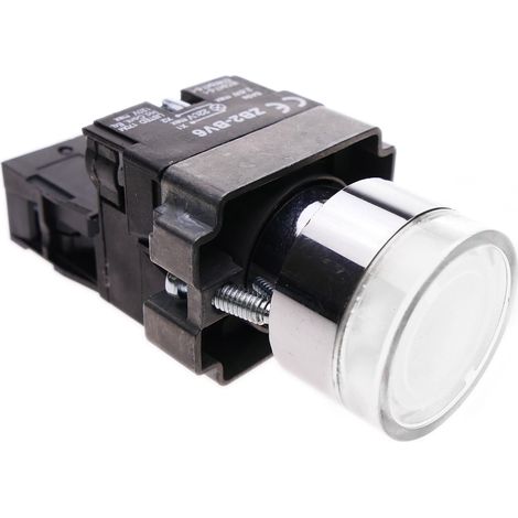 BeMatik - Bouton poussoir momentané 22mm 1NC 400V 10A normalement fermé avec lumière LED blanc (1/5)