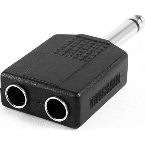 Cavo audio adattatore PA mono a Y da 6,35 1/4 di pollice maschio a doppia femmina, colore nero. (1/2)