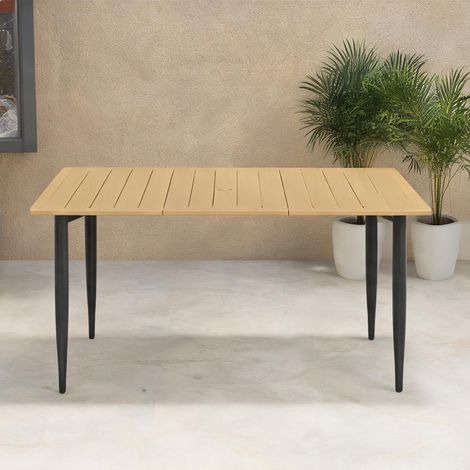 Table de jardin 150 x 90 cm en acier avec trou pour parasol (1/5)