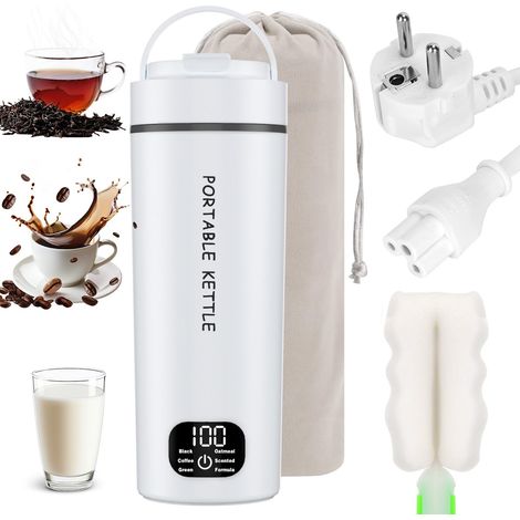 450ML Mini Bouilloire Électrique de Voyage, 6 Positions de Réglage de Température, Bouilloire Portable, 100V240V, Petite Bouilloire Électrique en Acier Inoxydable 304 pour Extérieur Voyage