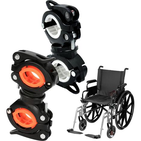 Gehstockhalterung für Rollatoren, 2 Stück verstellbare seitliche Gehstockstange, 360° verstellbar und drehbar, Gehstockhalter für Kajakreling und Rollstuhl