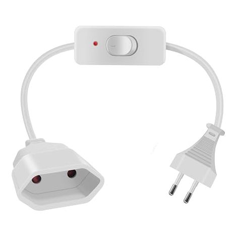 Rallonge Euro Cable avec Interrupteur 2.5A 250V Câble D'extension Euro avec Interrupteur 2x0.75 mm², pour Appareils Ménagers, Lampes de Table, Téléviseurs, Ordinateurs Etc (Blanc, 0.5 m) (1/5)