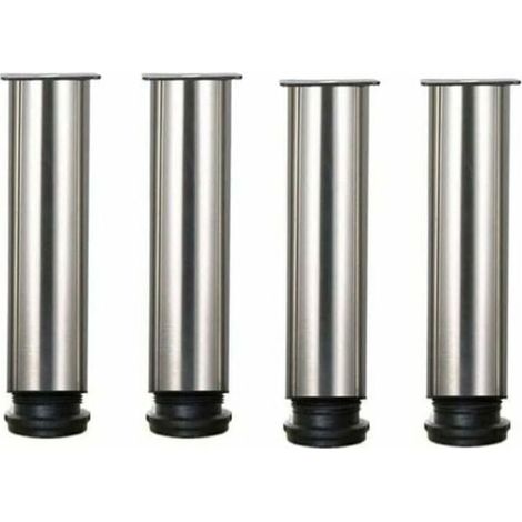 Lot de 4 pieds de meuble en acier inoxydable réglables en hauteur de 25 cm, idéal pour canapé, table, armoires. (1/4)