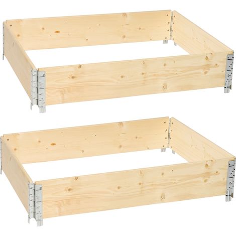 Garronda naturbelassene Hochbeete für Garten Palettenrahmen 120x80x20 cm Hochbeet Holz 2 Stück steckbar stapelbar faltbar für Pflanzen Blumen Kräuter Obst und Gemüse GD-0075