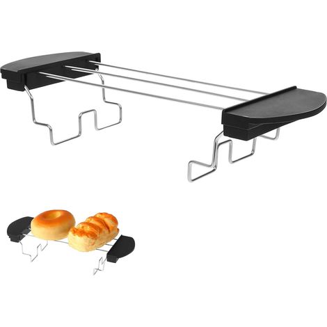 Grill Toast Rack Grille à Pain Grillé Pliable Rack de Réchauffement en Acier Inoxydable avec Poignée pour Toast, Sandwichs et Croissants (1/5)