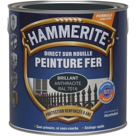 Peinture Direct Sur Rouille Laqué - Anthracite RAL 7016 - 0,75 L - Hammerite