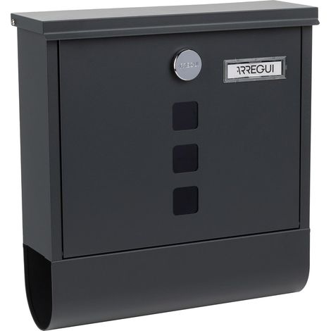 Boîte aux Lettres Individuelle en Acier avec Porte-journaux, Taille M (Format A4), Boîte aux Lettres avec Serrure Couverte, Porte-Carte et Porte-journaux, Gris Anthracite (1/5)