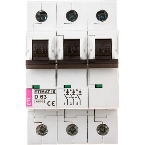 Interruttore automatico 3P D 63A 6kA AC ETIMAT10 002155722