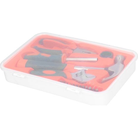 17-teiliges Werkzeugset aus Kohlenstoffstahl, bestehend aus Hammer, Schraubenschlüssel, Zange, Schraubendreherbit und Griff. (1/5)