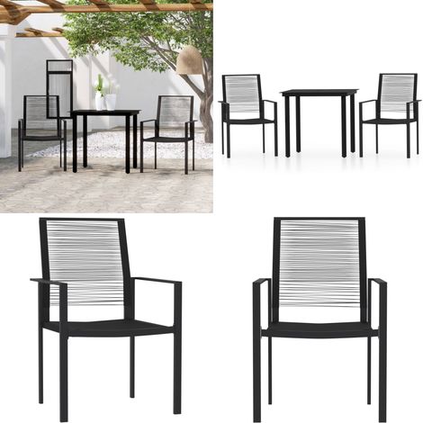 Ensemble à manger de jardin 3 pcs Noir - Table de jardin - Chaises de jardin (1/5)