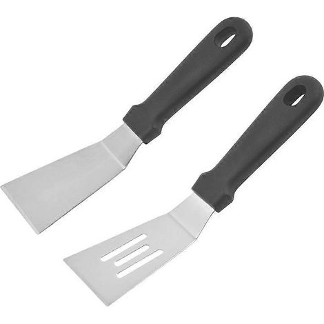 Lot de 2 spatules à barbecue en acier inoxydable, spatules plates pour étaler la crème, les omelettes et les steaks. (1/5)