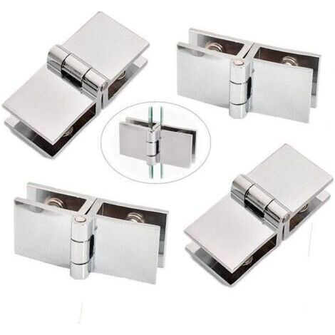 Charnière de porte en verre 4pcs 180 Ḟ, charnière de porte en verre, charnière de porte en verre en alliage de zinc, porte en verre à clip, installation facile et durable pour vitrine, armoire à vin, (1/4)
