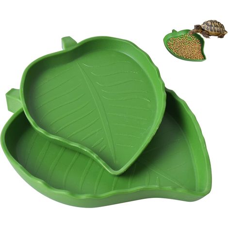2 cuencos de agua y comida para reptiles con forma de hoja, accesorio para tortugas terrestres, bebedero para tortugas, para mascotas pequeñas: reptiles, tortugas, lagartos, arañas y escorpiones. (1/5)