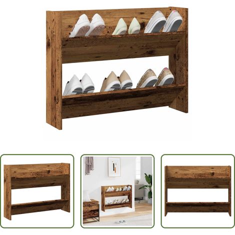 vidaXL Holzwerkstoff - Wand-Schuhregal Altholz-Optik 80x18x60 cm Holzwerkstoff (1/5)