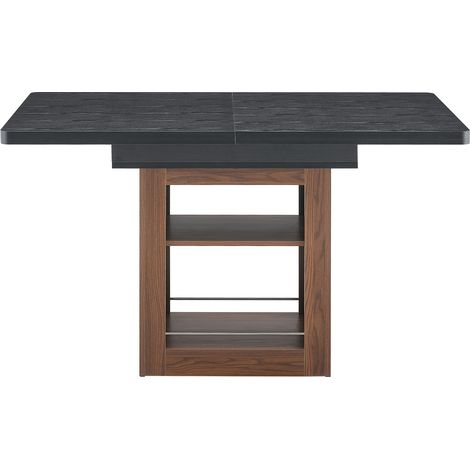 Table à manger extensible avec rangement, plateau noir effet bois, structure métal, 130 à 160 cm, idéale pour salle à manger, pratique pour un coin repas, CHICFURN (1/5)