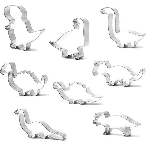 Dinosaur Cookie Cutters for Kids, Fun Dinosaur Cookie Cutters Set of 8, Different Trex, Brontosaurus, Spinosaurus, Brachiosaurus, Triceratops, Dinosaur Head Print (1/5)