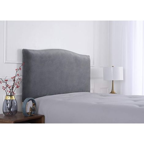 Housse de tête de lit Velours Extensible Housse de Protection de tête de lit Couvre tête pour lit Double King Size Gris Carbone (1/5)