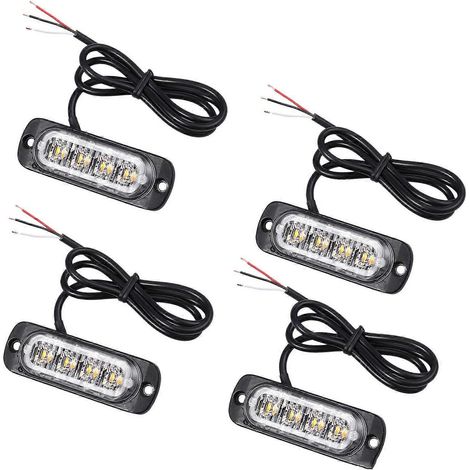 4 Stück 4 LED-Blitzleuchten in Gelb, 12 V/24 V, orangefarbenes Blinklicht für Grillabdeckungen