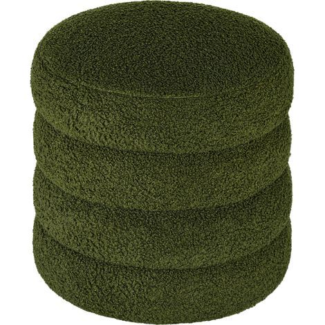 Tabouret rond en velours, capacité 120 kg, diamètre 40 x hauteur 45 cm, vert (1/5)