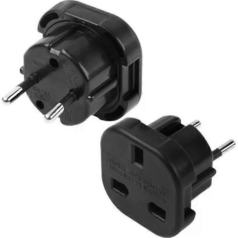 Adaptateur de voyage prise Royaume-Uni vers UE - Prise murale secteur haute qualité, noir (1/3)
