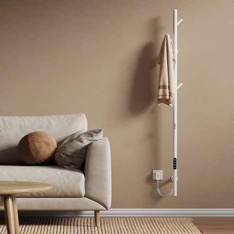 EMKE Elektrischer Handtuchheizkörper im Baumdesign 150x12.5cm 100W Badheizkörper Handtuchtrockner, mit LCD-Touchdisplay, WLAN & App-Steuerung, Timer & Memory-Funktion Weiß