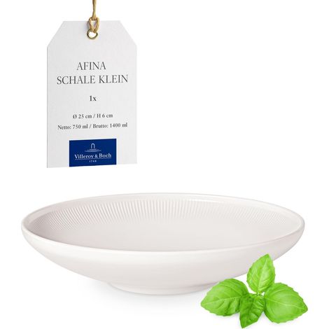 Coupe Afina en porcelaine, bol moyen pour salades et pâtes, fabriqué en Allemagne, compatible lave-vaisselle et micro-ondes, empilable, blanc (1/5)