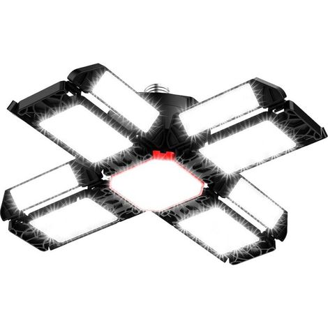 Plafonnier de garage et entrepôt déformable 200W, 12 panneaux réglables, 10000 lumens, température de couleur 6500K, culot E26/E27 (1/5)