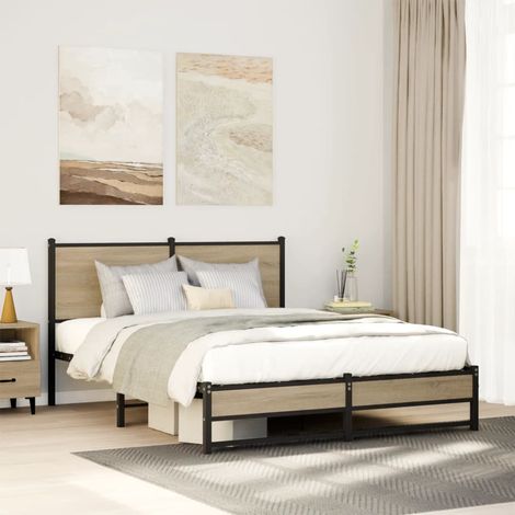 Cadre de lit en métal sans matelas-Structure de lit chêne sonoma 140x190 cm 987669 (1/5)