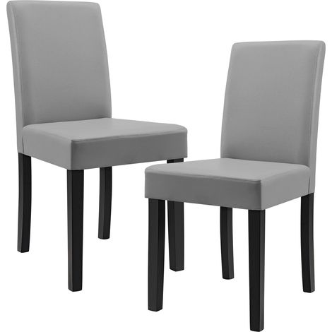 Kit de 2 chaises rembourrées avec pieds en bois massif housse en synthétique 90 cm gris et noir (1/5)
