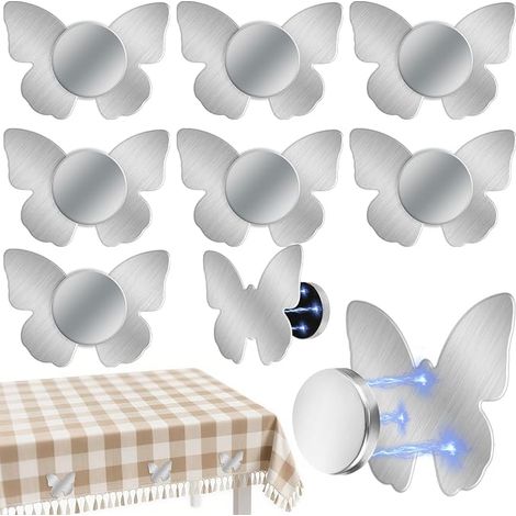 8 Pièces Poids de Nappe, Poids Nappe en Acier Inoxydable Magnétique, Nappe Extra Lourde, Poids de Nappe de Table Exterieur pour Pique Nique, Camping, Jardin, Nappe, Rideaux (Papillon) (1/5)
