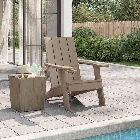 Chaise de jardin Adirondack aspect bois avec porte-gobelet marron clair 75x88,5x89,5 cm - PANGIVO (1/5)