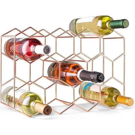Casier à vin de comptoir – Casier à vin moderne en métal pour 14 bouteilles – Support de table à 3 niveaux pour armoire, garde-manger, rangement de bouteilles de vin – Pas de montage (1/4)