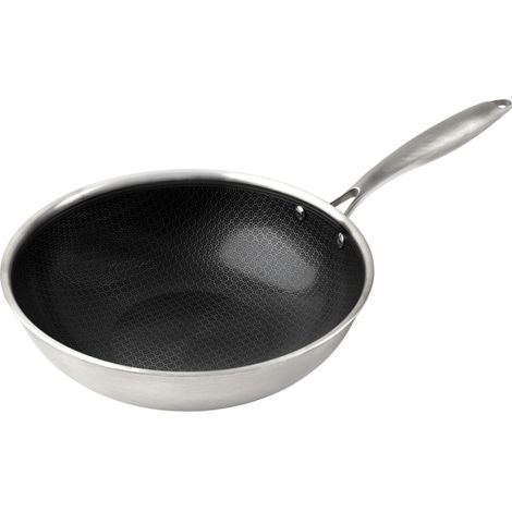 Premium Antihaft Induktion Wok Wabenpfanne PFAS-frei - 28 cm - Keramik Wokpfanne kratzfest mit Alukern und Keramikbeschichtung