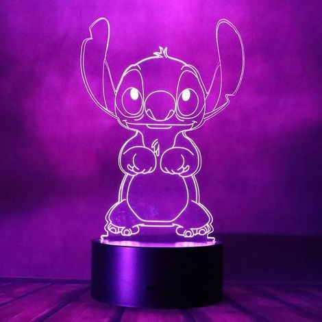Nachtlicht, süße Sterne, Tierbabys, Stich, Lilo und Stitch, Anime-Figur, 3D-LED, optische Täuschung, Schlaf-Nachtlicht mit Fernbedienung, 16 Farben, Schlafzimmer-Dekoration, Tischlampe, Geburtstag, We (1/5)