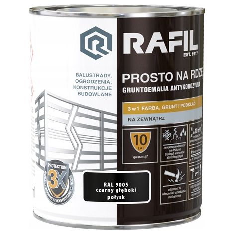 Rafil Metalllack „Direkt gegen Rost“, Tiefglänzendes Schwarz 0,75 l