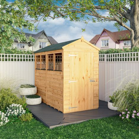 Waltons 8 x 4 Premium Wooden Shed Shiplap Apex Tongue and Groove with Windows 8ft x 4ft (1/5)