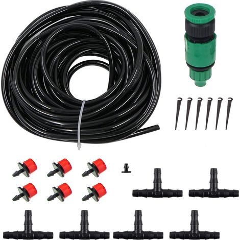 Système D'irrigation Jardin,Kit d'irrigation Goutte à Goutte Automatique avec 5 Metre Tuyau,Micro Irrigation Goutte à Goutte Irrigation Automatique Kit,pour Jardin, Potager,Paysage et Pelouse (1/5)