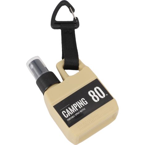 Flacon pulvérisateur vide en plastique de 80 ml, mini, rechargeable, portable, pour le camping et les voyages en plein air, avec boucle de suspension, couleur kaki. (1/5)